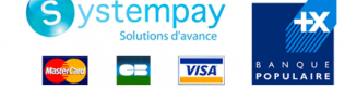 Paiement sécurisé par Systempay (Banque Populaire) : carte bancaire, Visa, Mastercard